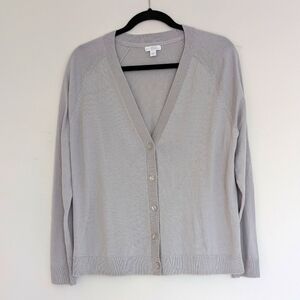 J.Jill Organically Grown Cotton Lightweight Cardigan Light Gray Medium